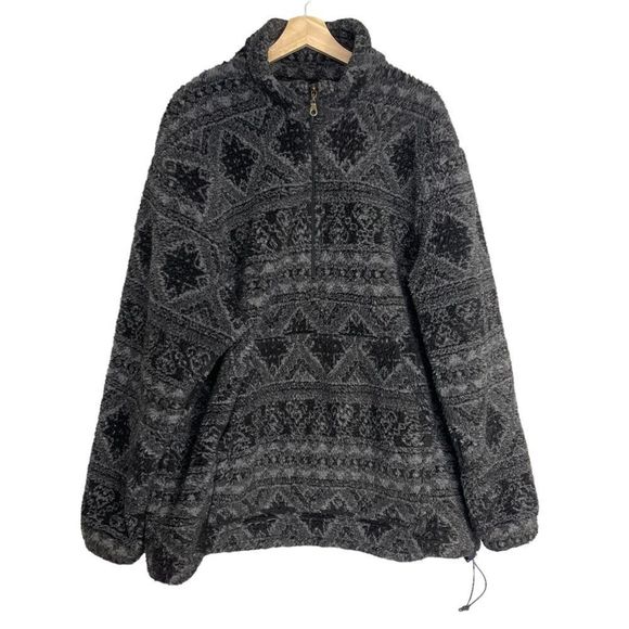 Woolrich Sweater Mens Size XL Rare Aztec Sherpa Fuzzy 1/4 Zip Pullover Gray - Picture 4 of 14